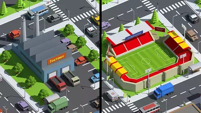 SimplePoly City - Low Poly Assets Low-poly 3D model 5