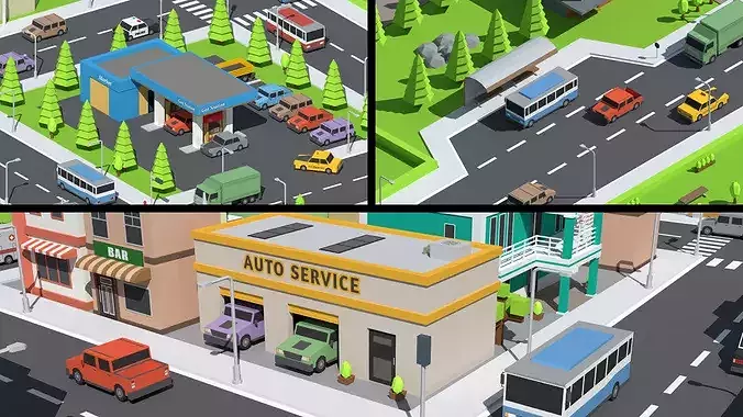 SimplePoly City - Low Poly Assets Low-poly 3D model 7