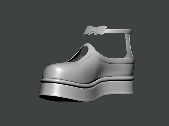 3D Model-SHOES0020 platform shoe with bow 3D print model