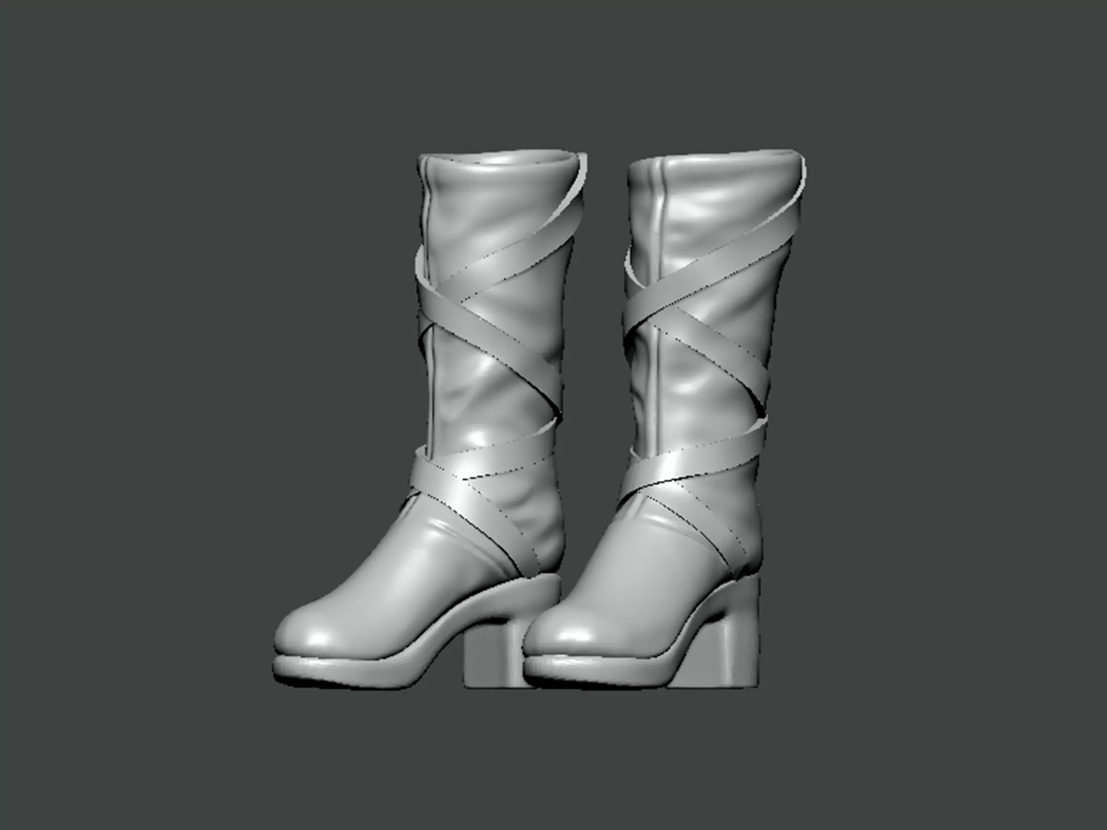 3D Model-SHOES0024 pair of high heeled boots 3D print model