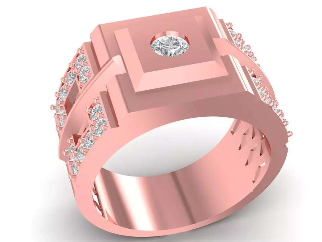 Geometric Luxury Men Ring with Multiple Diamond Accents 2758 3D print model