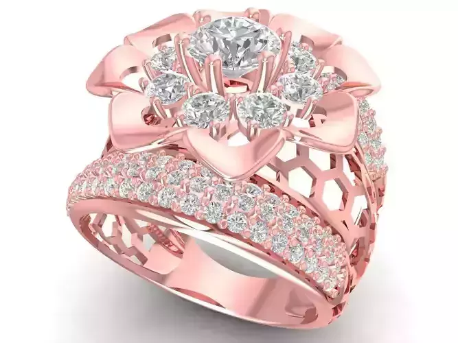 untra vision diamond ladies flower ring 2759