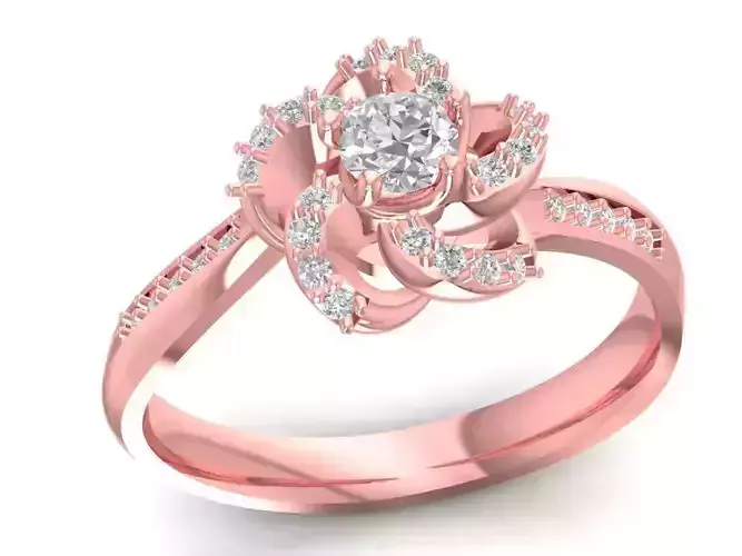 Elegant Twisted Flower Diamond Ring for Women 2760