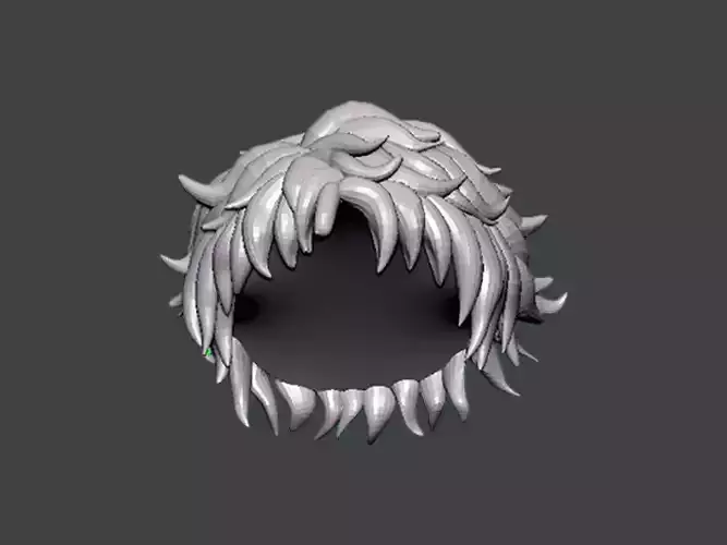 3D Model-HAIR0020 head with long hair and spikes