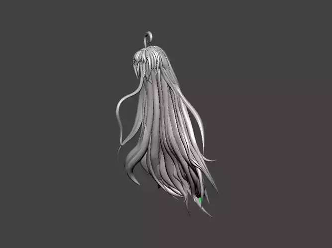 3D Model-HAIR0021 silver pendant with long hair