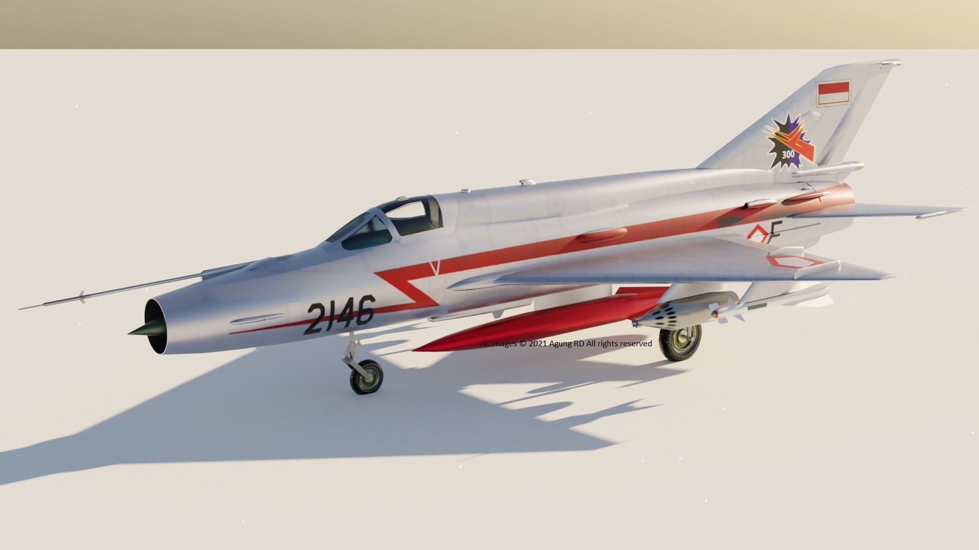 MiG-21 Indonesian Air Force Low-poly 3D model - NO Textures Low-poly 3D model_4