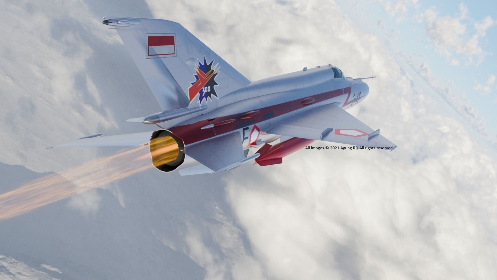 MiG-21 Indonesian Air Force Low-poly 3D model - NO Textures Low-poly 3D model_1