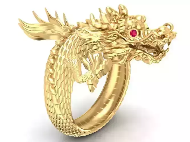 Luxury Chinese Dragon Head Ring for Men  2761