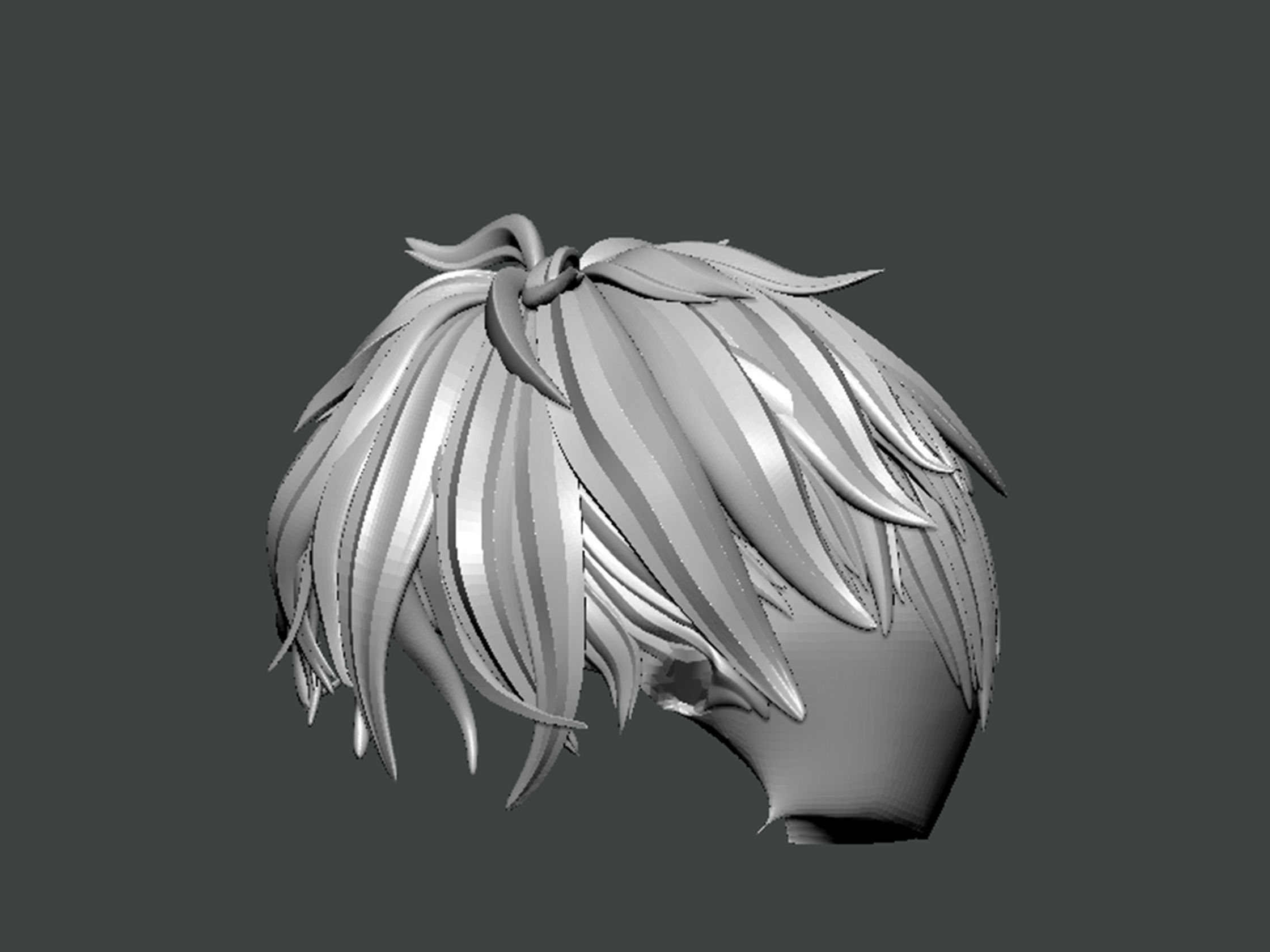 3D Model-HAIR0026 head of anime character 3D print model_2