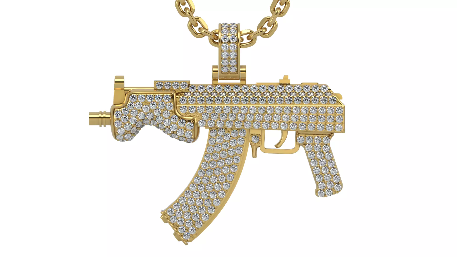 Gun pendant with gems 3D print model_0