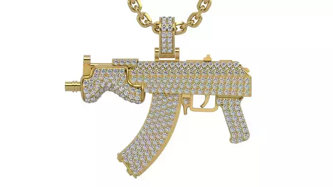 Gun pendant with gems