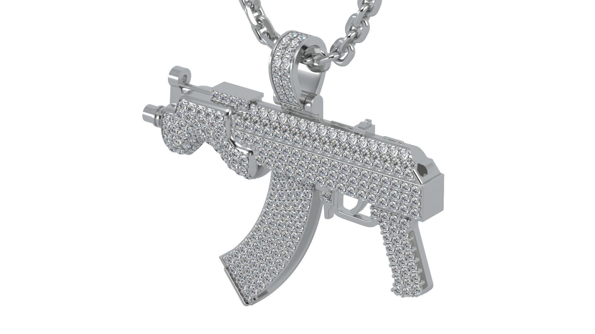Gun pendant with gems 3D print model_3