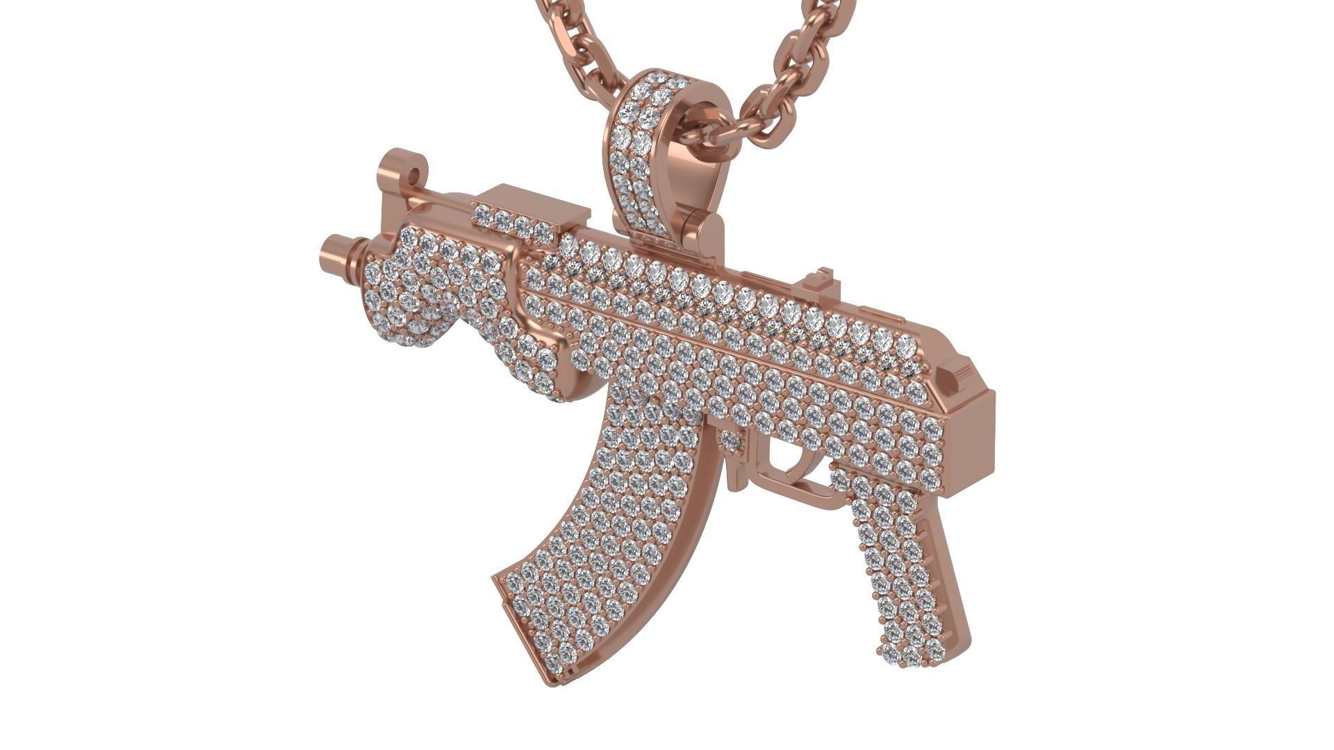 Gun pendant with gems 3D print model_5