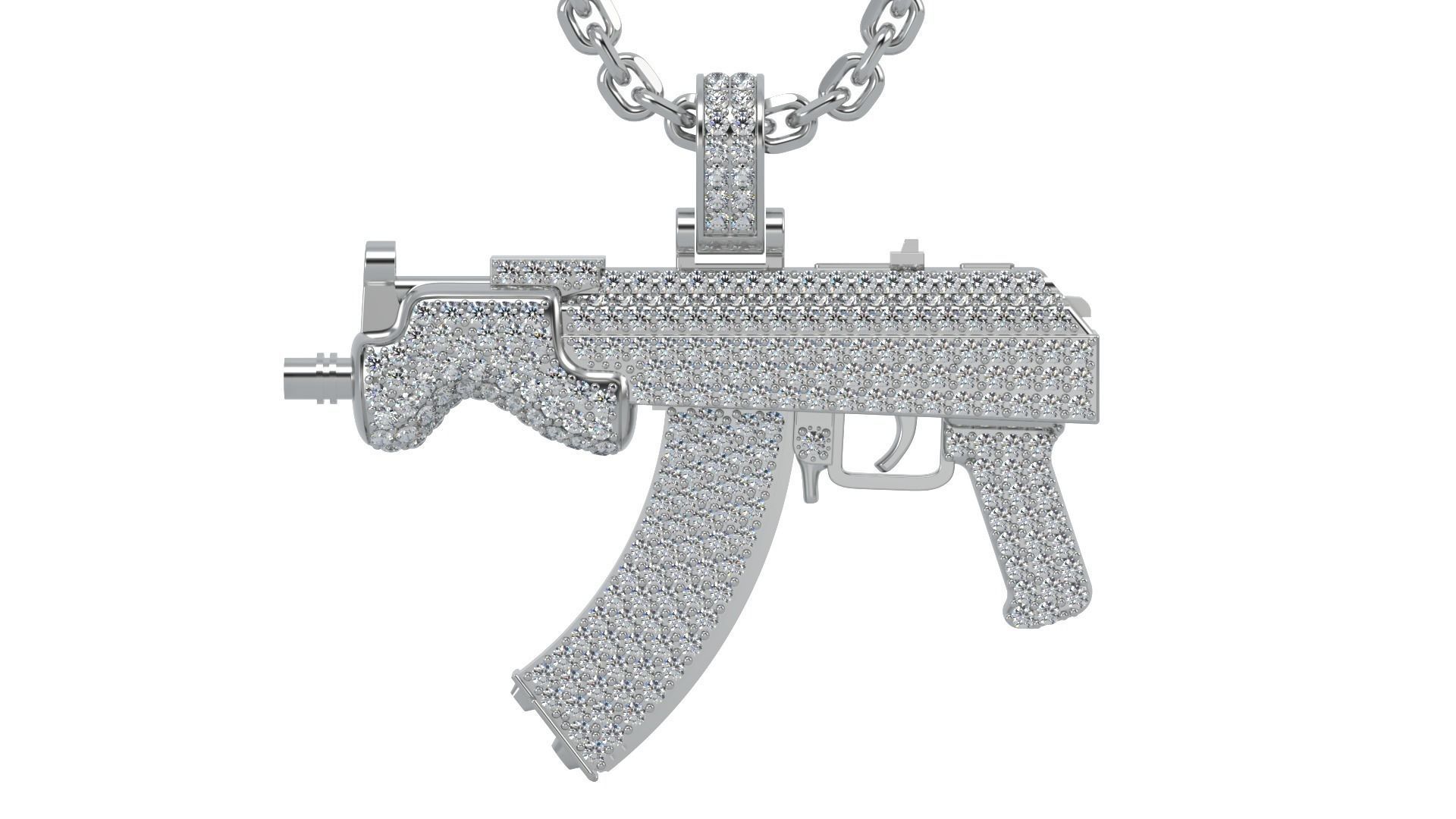 Gun pendant with gems 3D print model_2