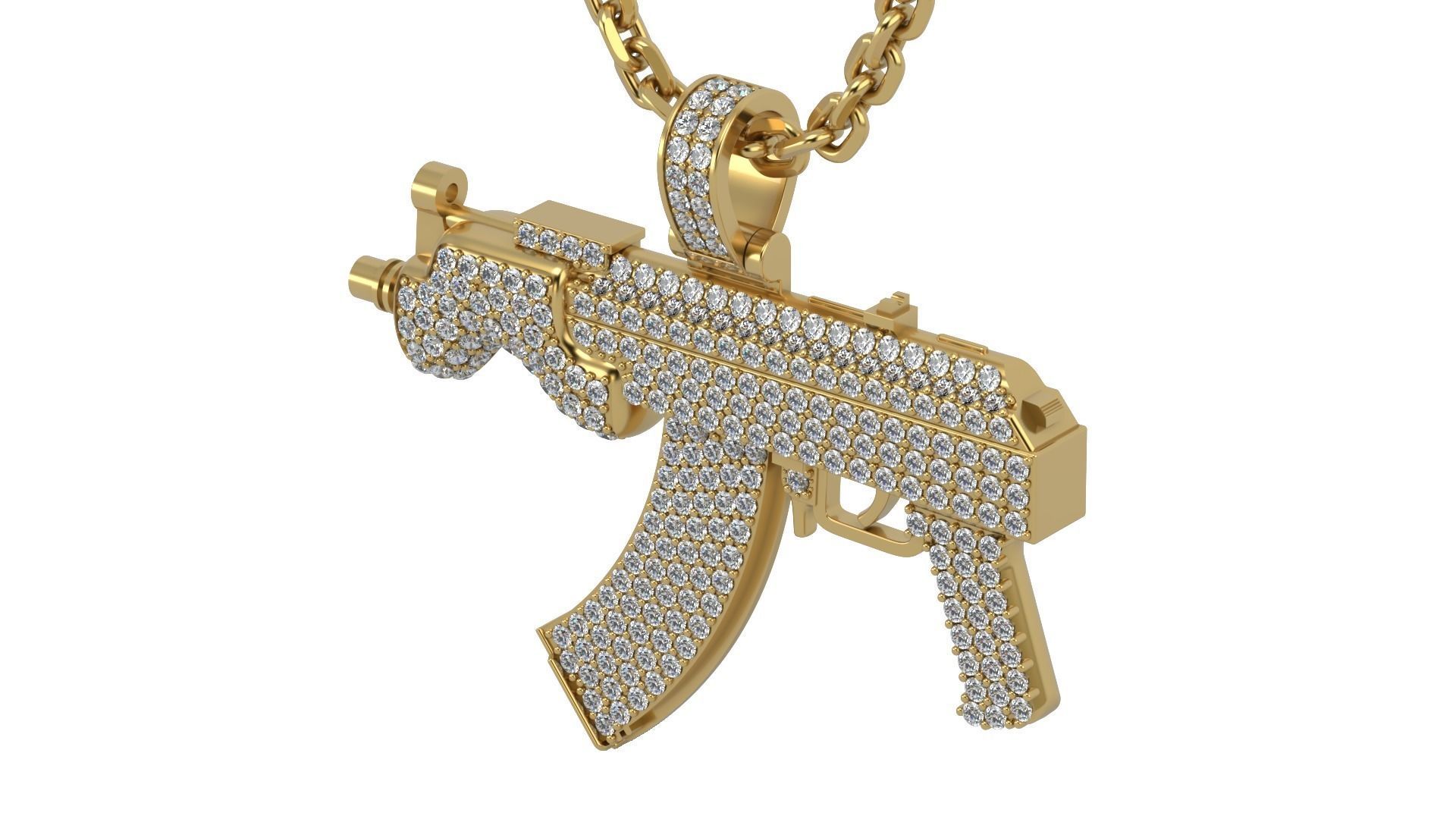 Gun pendant with gems 3D print model_1