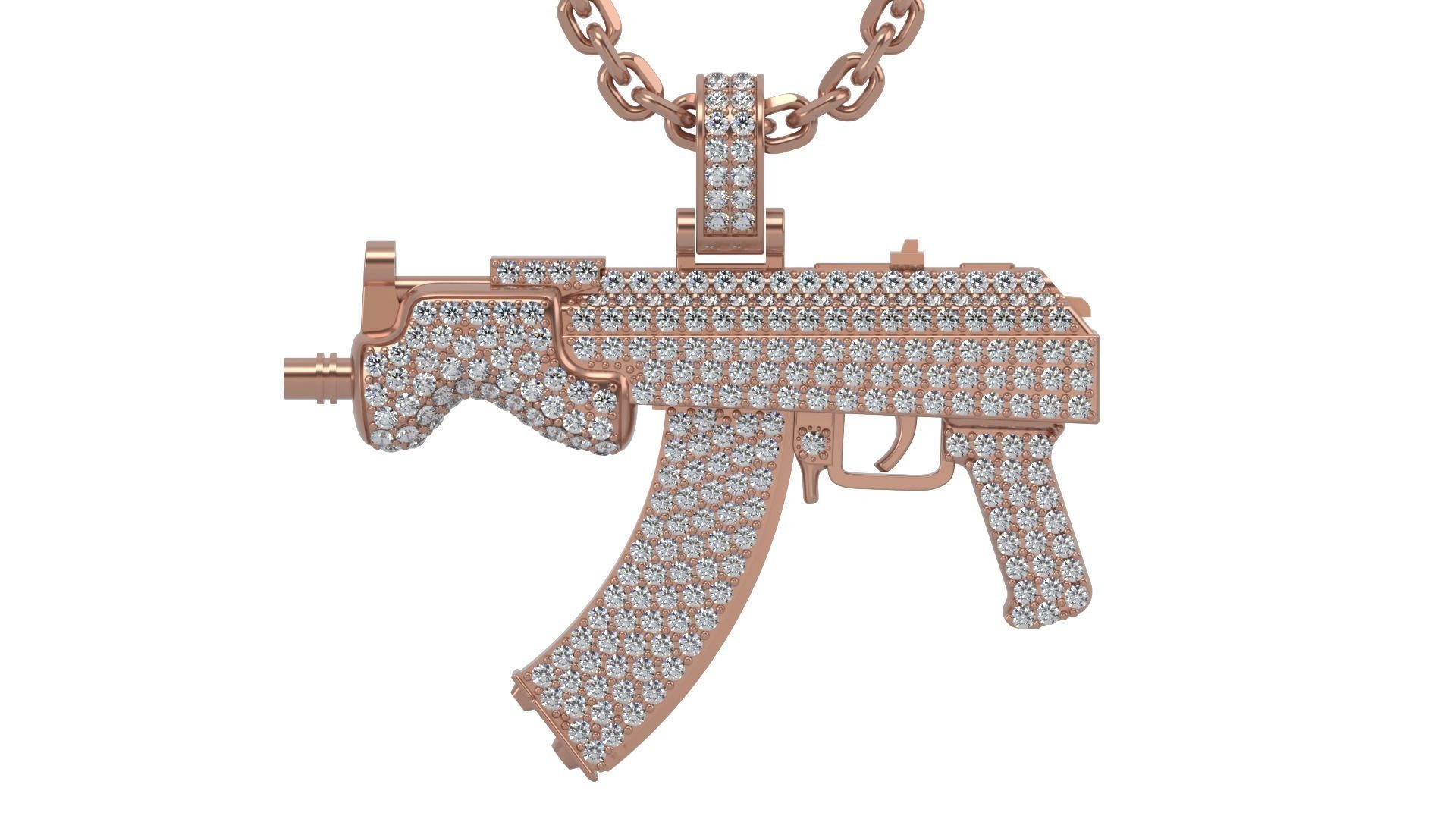 Gun pendant with gems 3D print model_4