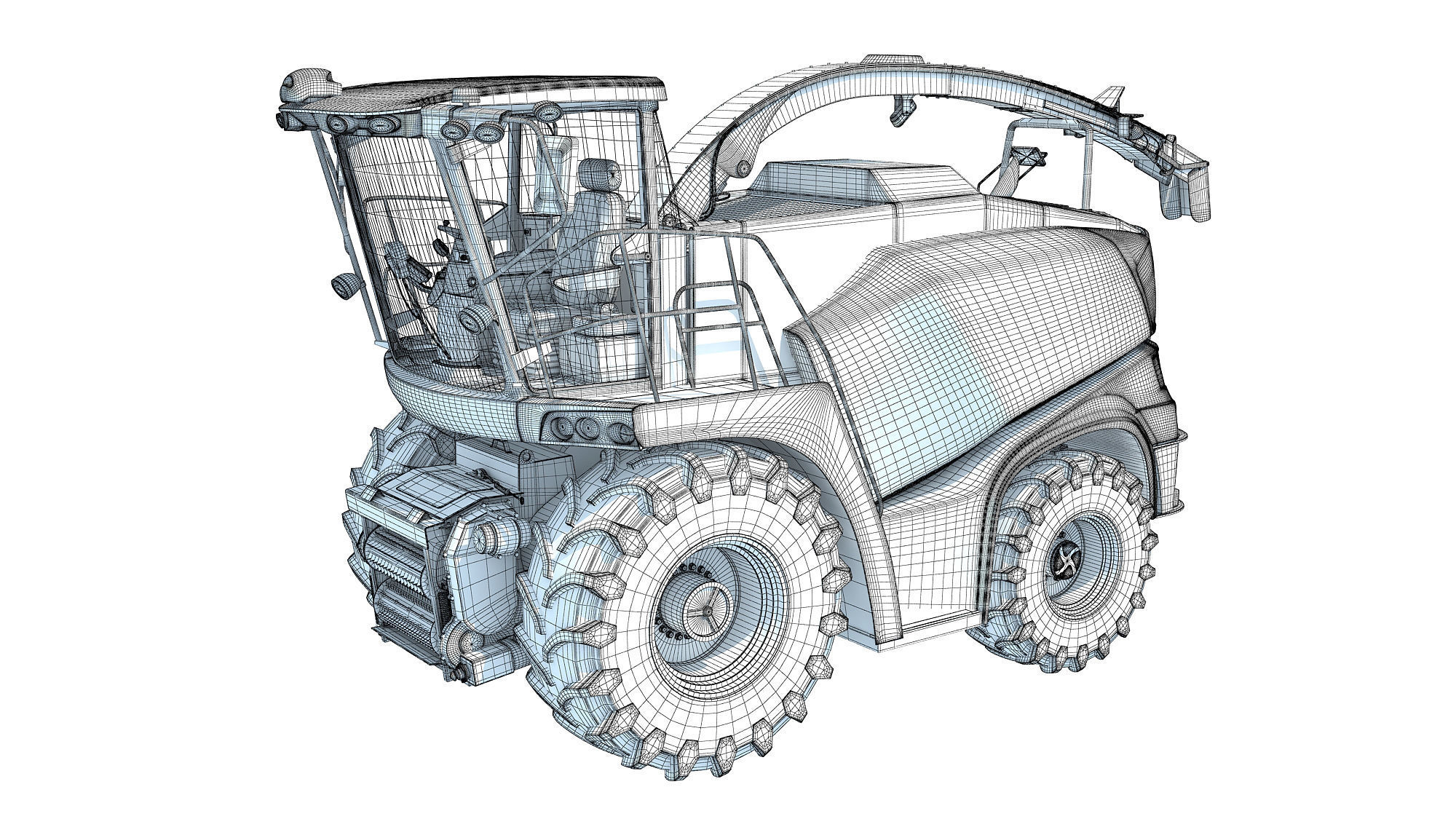 Green Combine Harvester 3D model_18