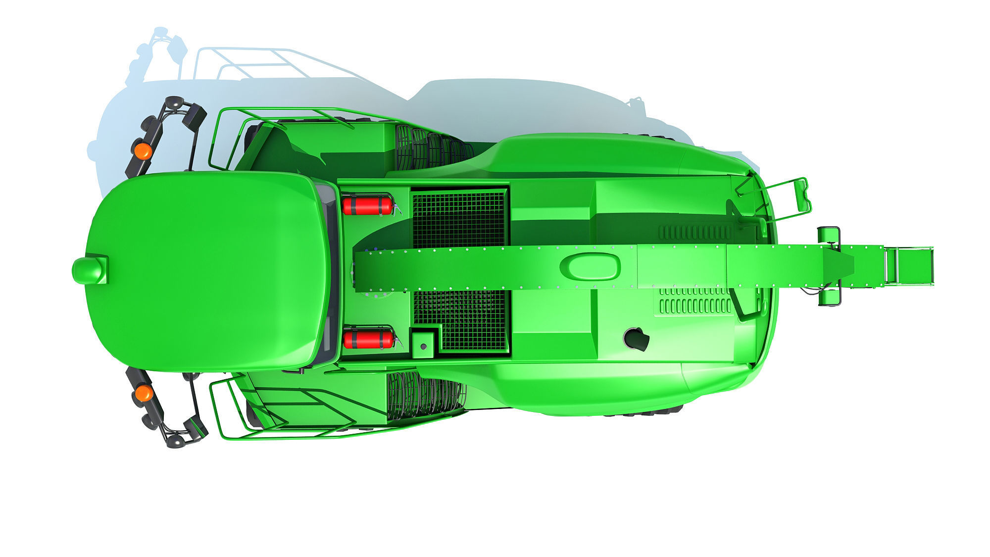 Green Combine Harvester 3D model_10