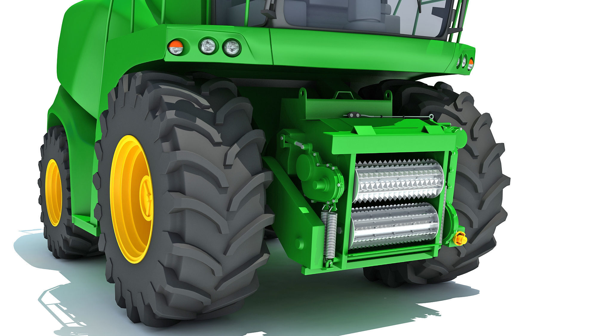 Green Combine Harvester 3D model_16