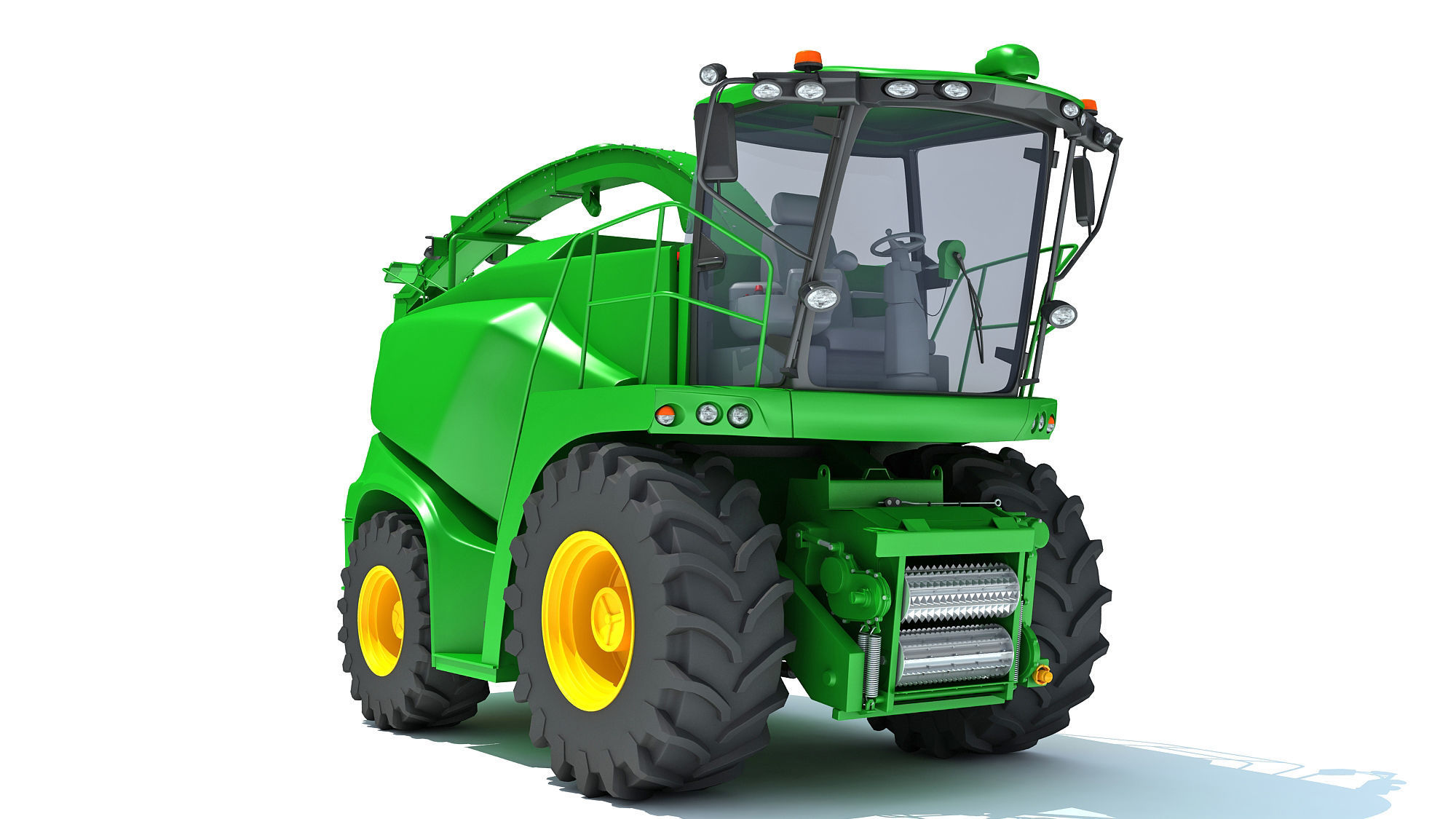 Green Combine Harvester 3D model_11