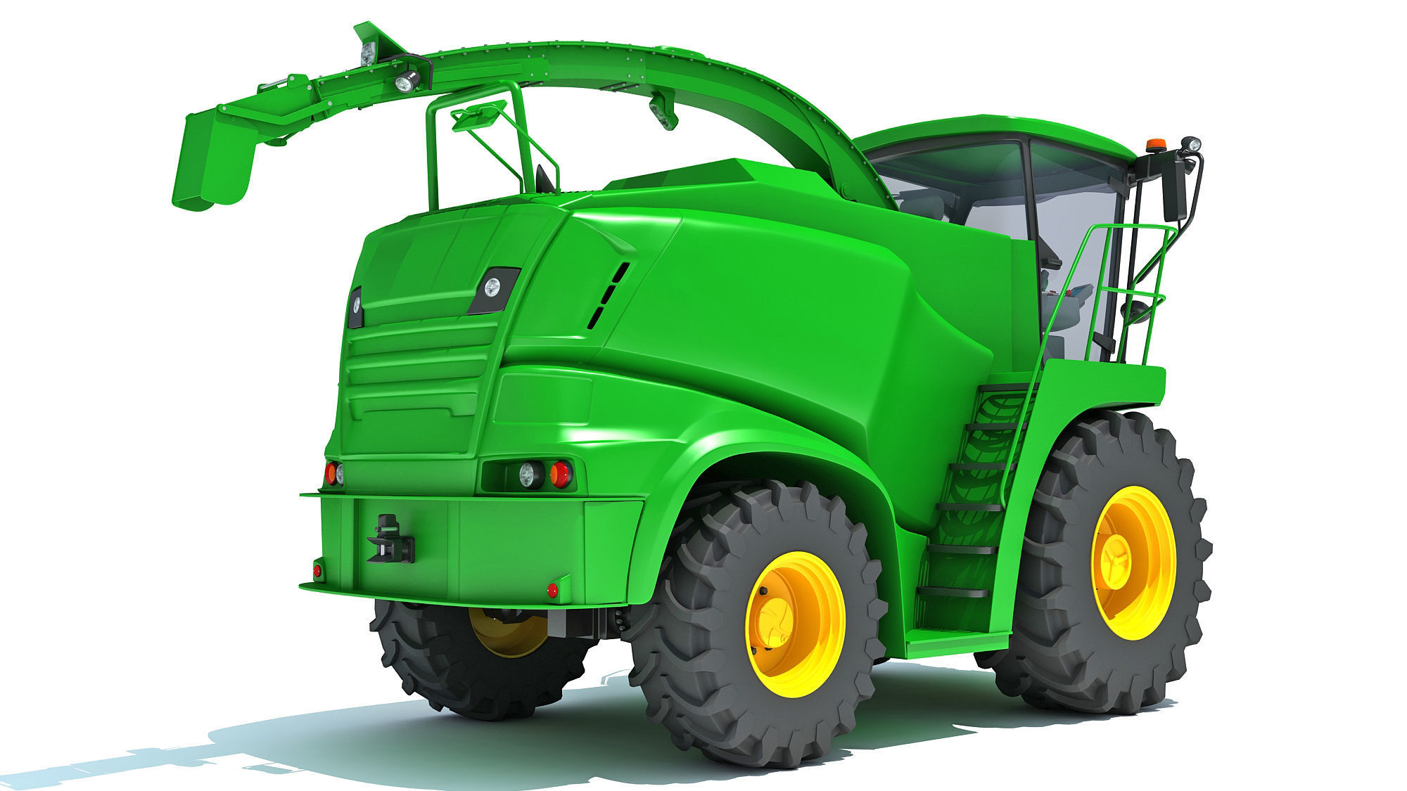 Green Combine Harvester 3D model_6
