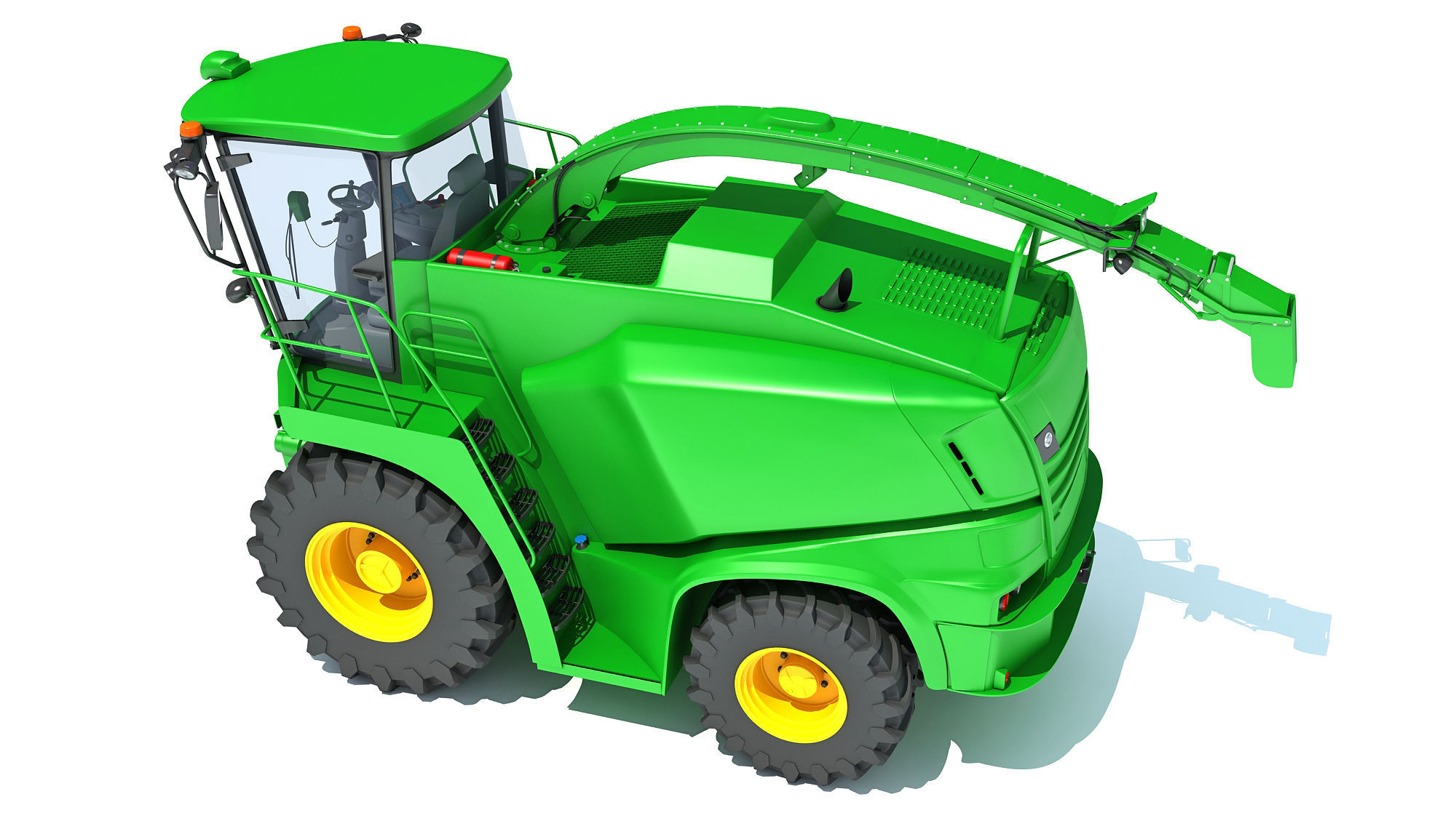 Green Combine Harvester 3D model_4