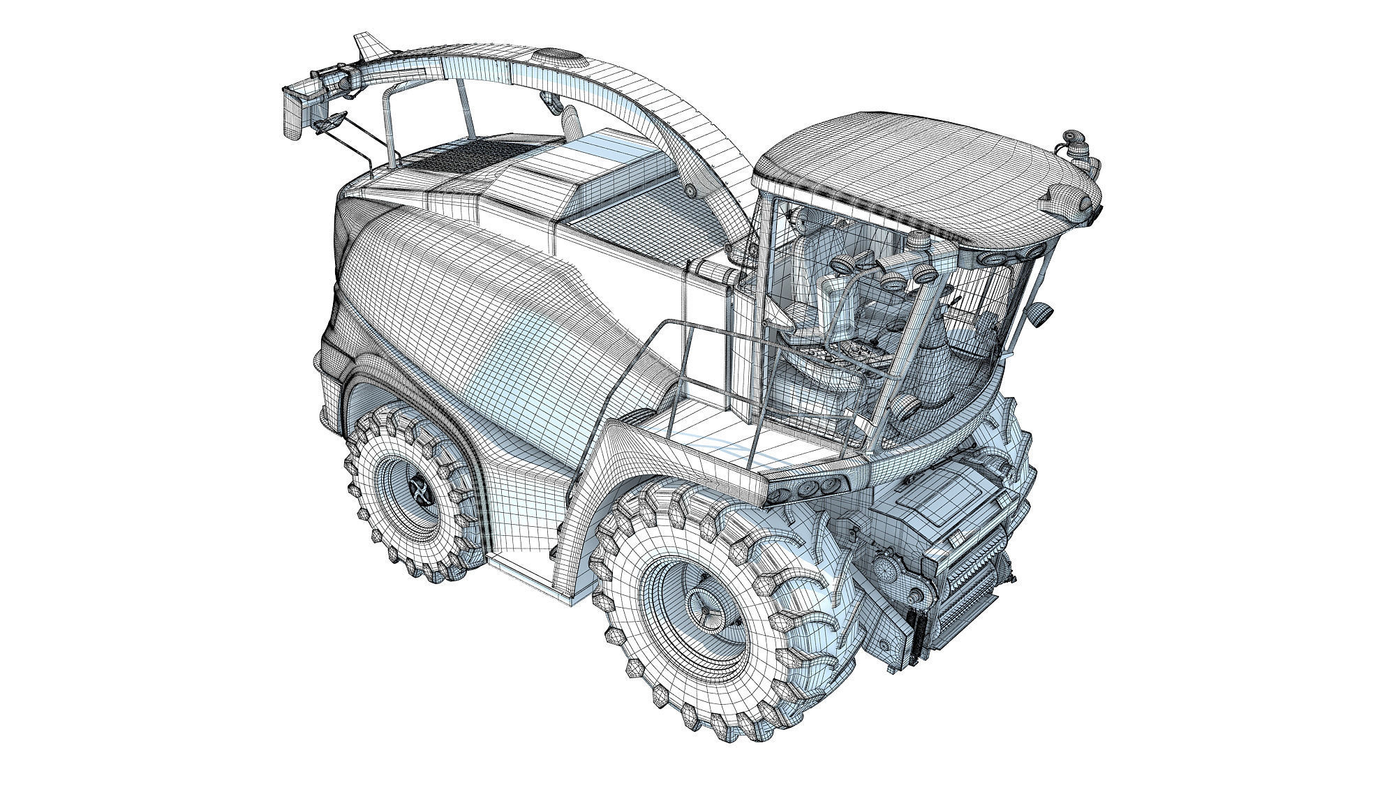 Green Combine Harvester 3D model_21