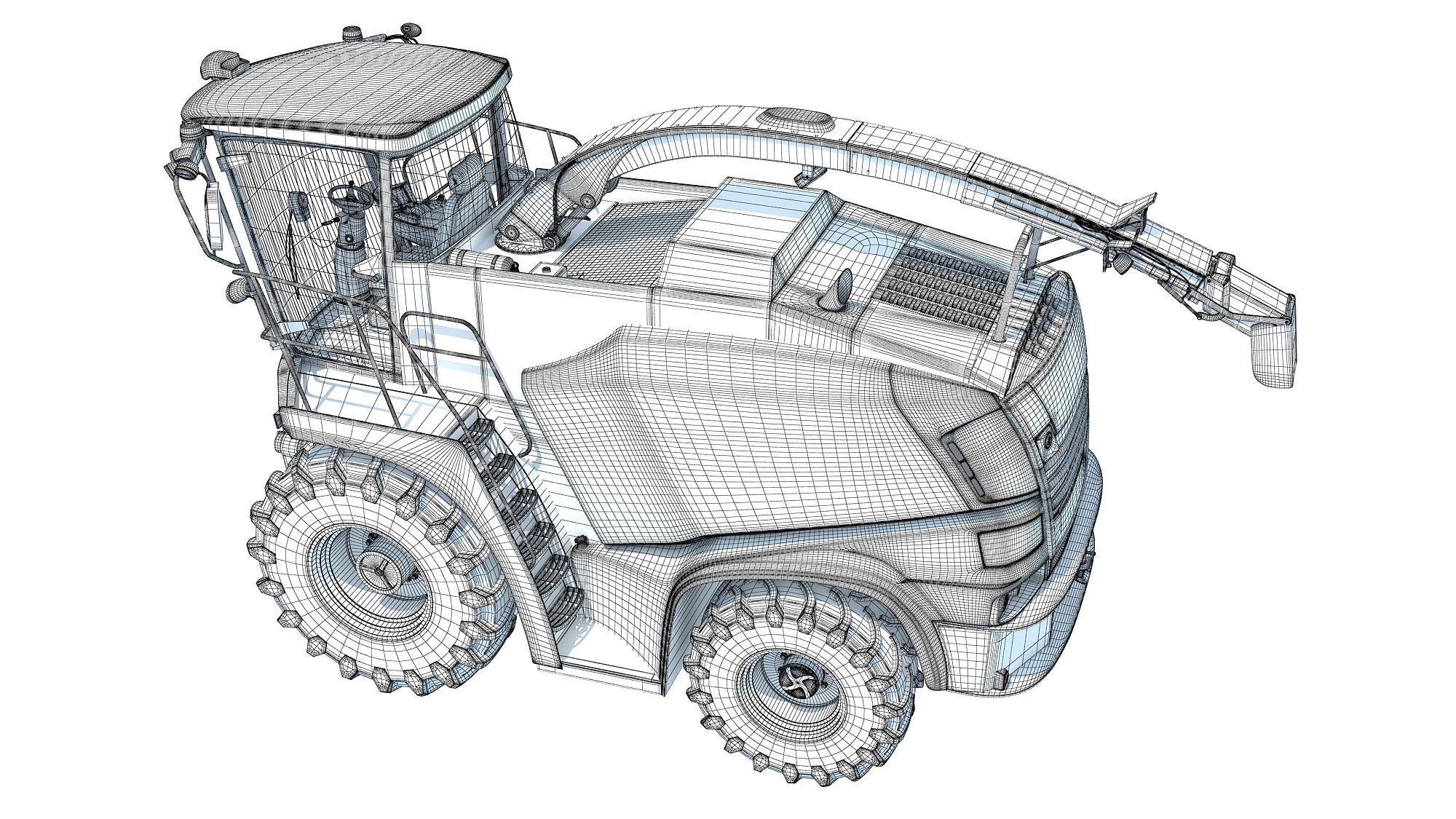 Green Combine Harvester 3D model_19