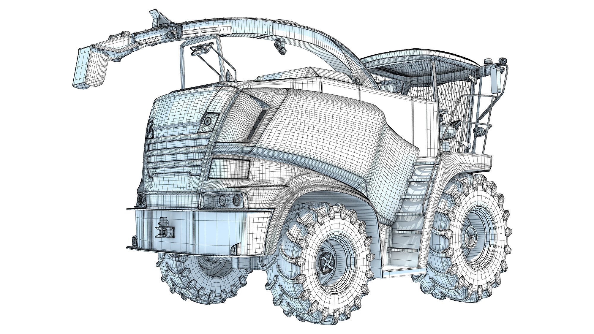 Green Combine Harvester 3D model_20