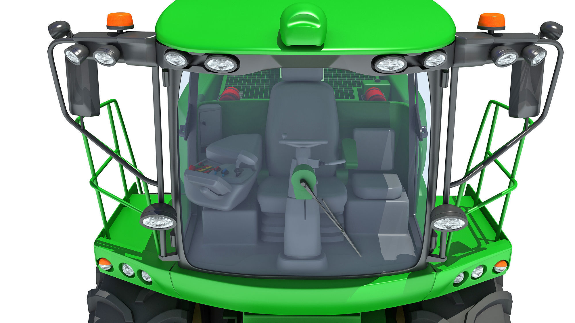 Green Combine Harvester 3D model_14