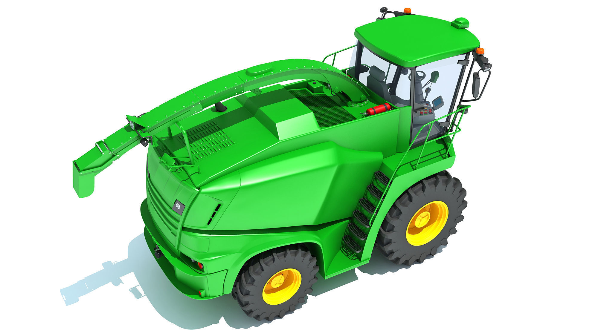 Green Combine Harvester 3D model_7