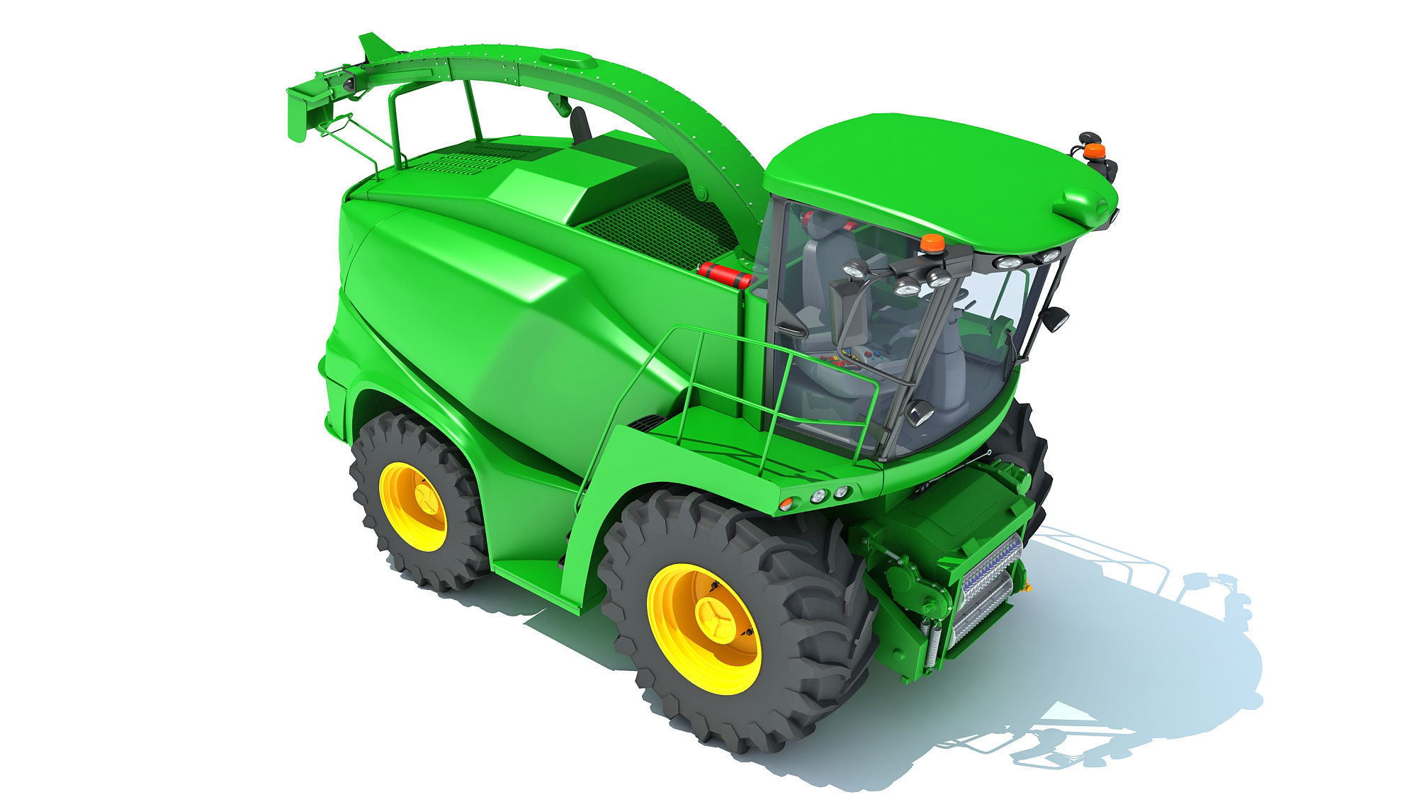 Green Combine Harvester 3D model_8