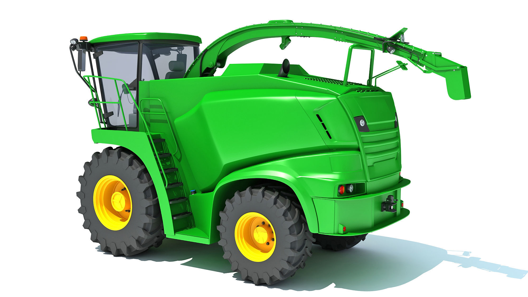 Green Combine Harvester 3D model_3