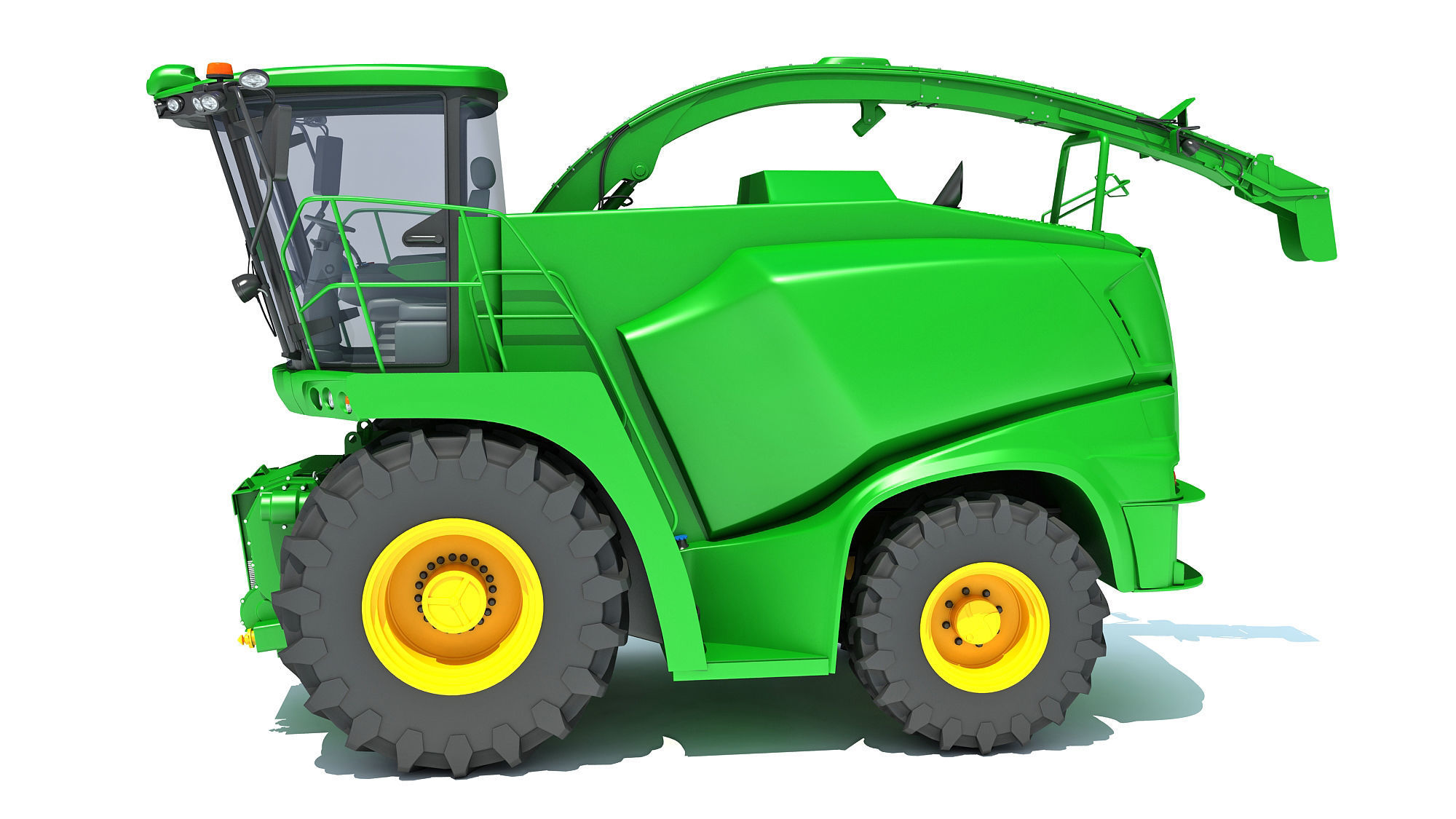 Green Combine Harvester 3D model_2