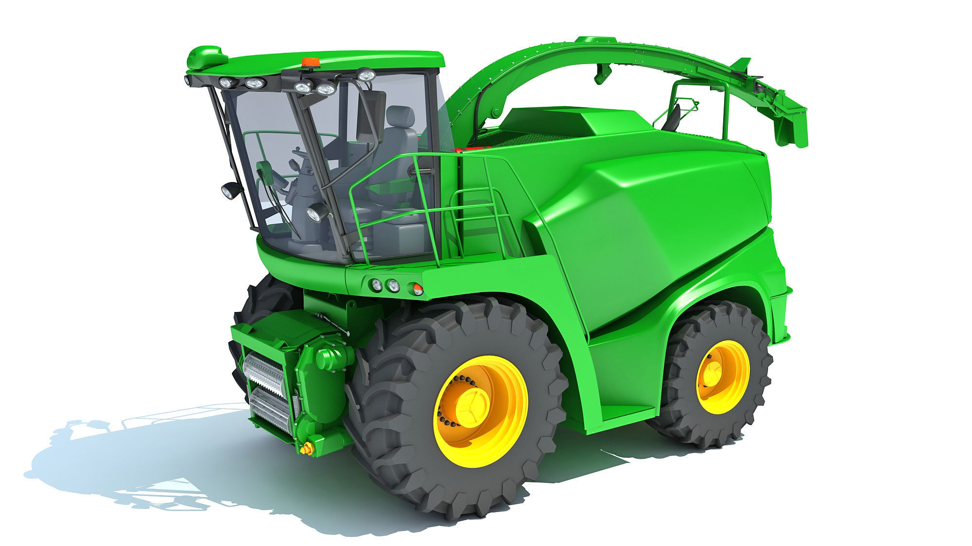 Green Combine Harvester 3D model_1