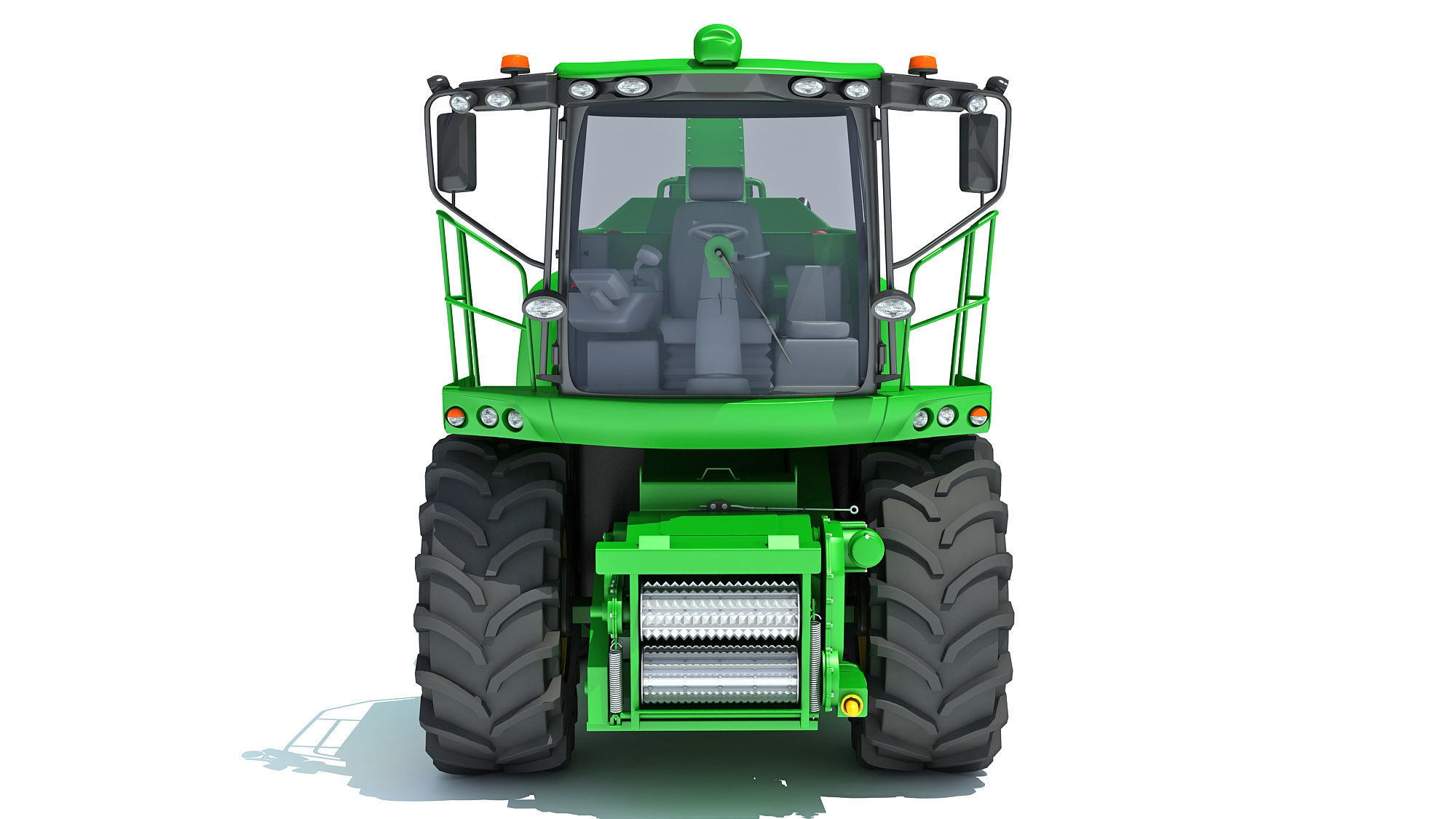 Green Combine Harvester 3D model_12