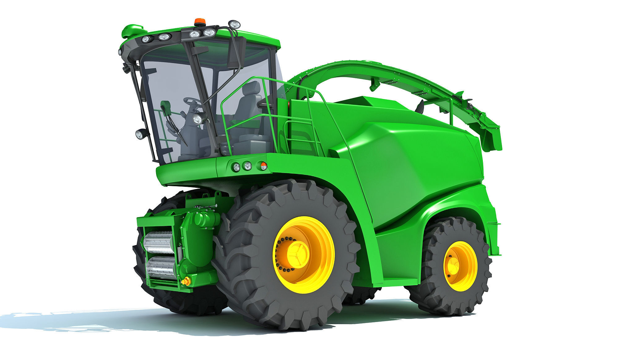 Green Combine Harvester 3D model_13
