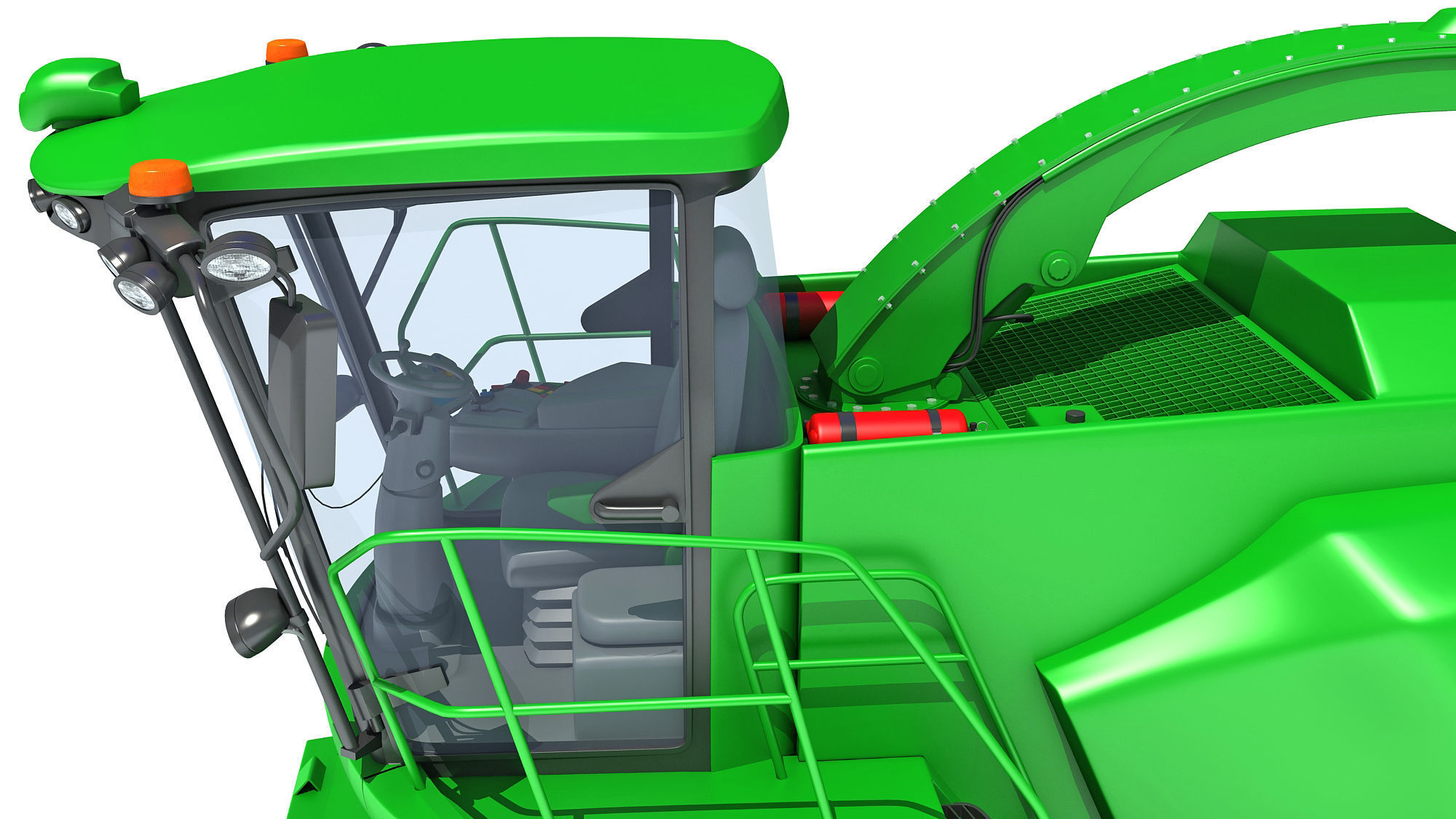 Green Combine Harvester 3D model_15