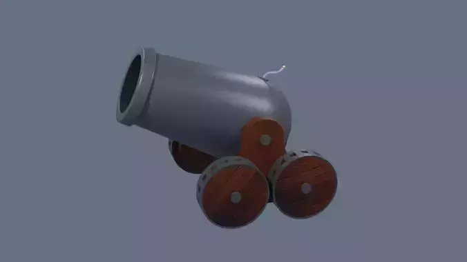 Low poly cannon on wheels