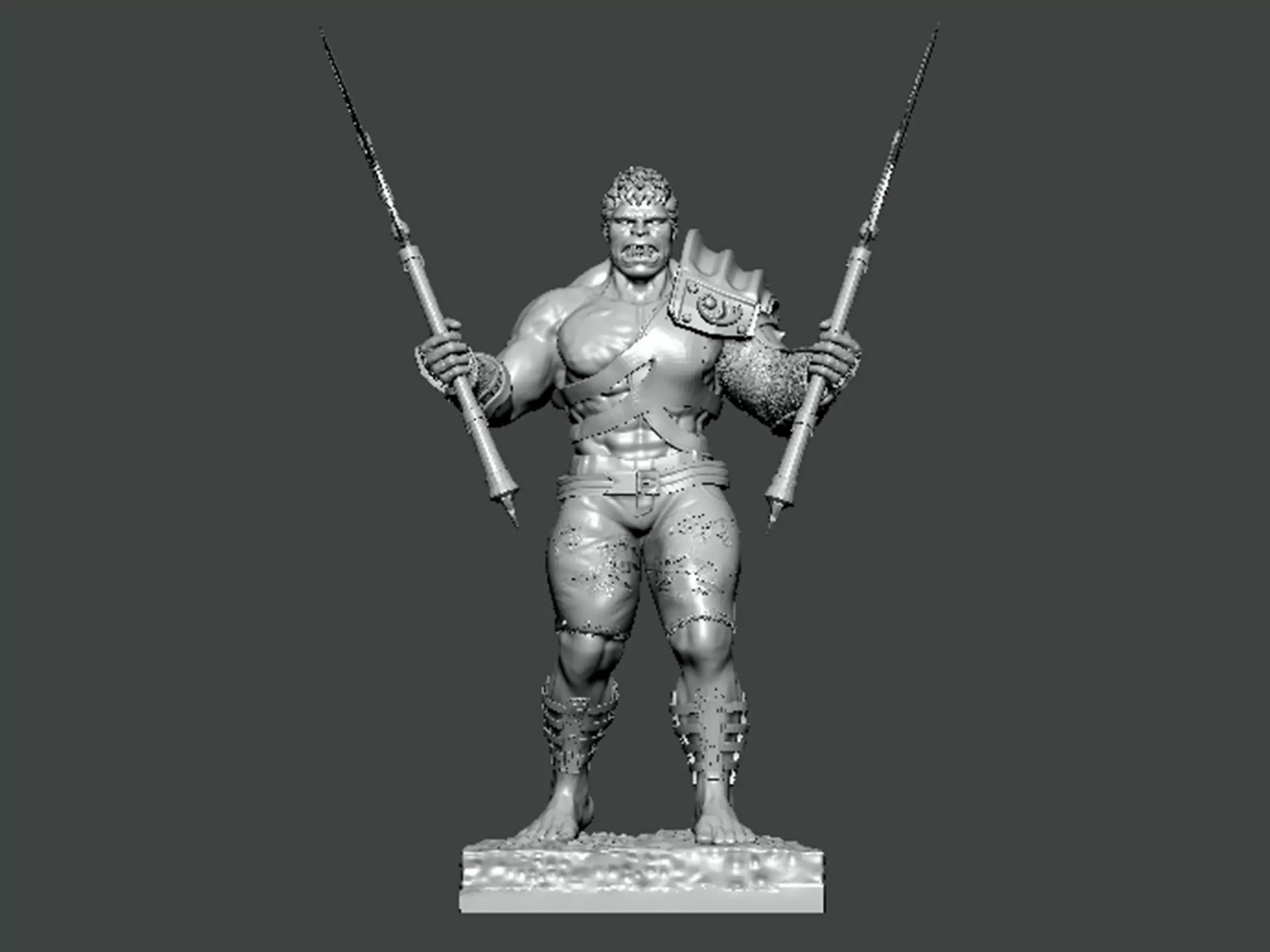 3D Model-CHARACTER0002 statue of man holding two swords 3D print model