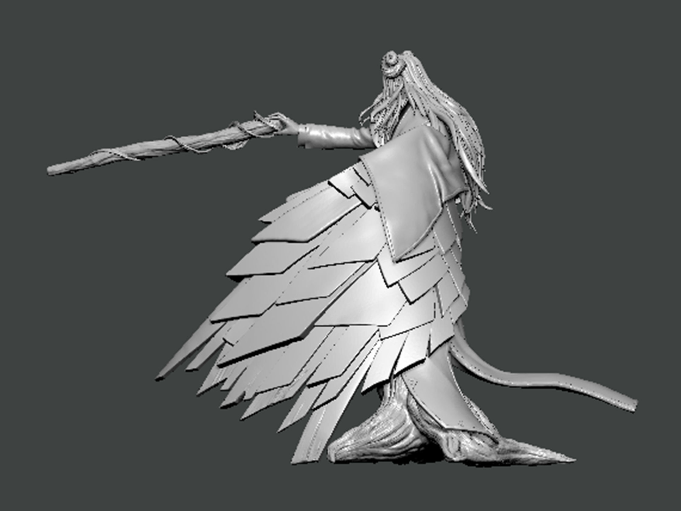 3D Model-CHARACTER0003 statue with wings 3D print model_2
