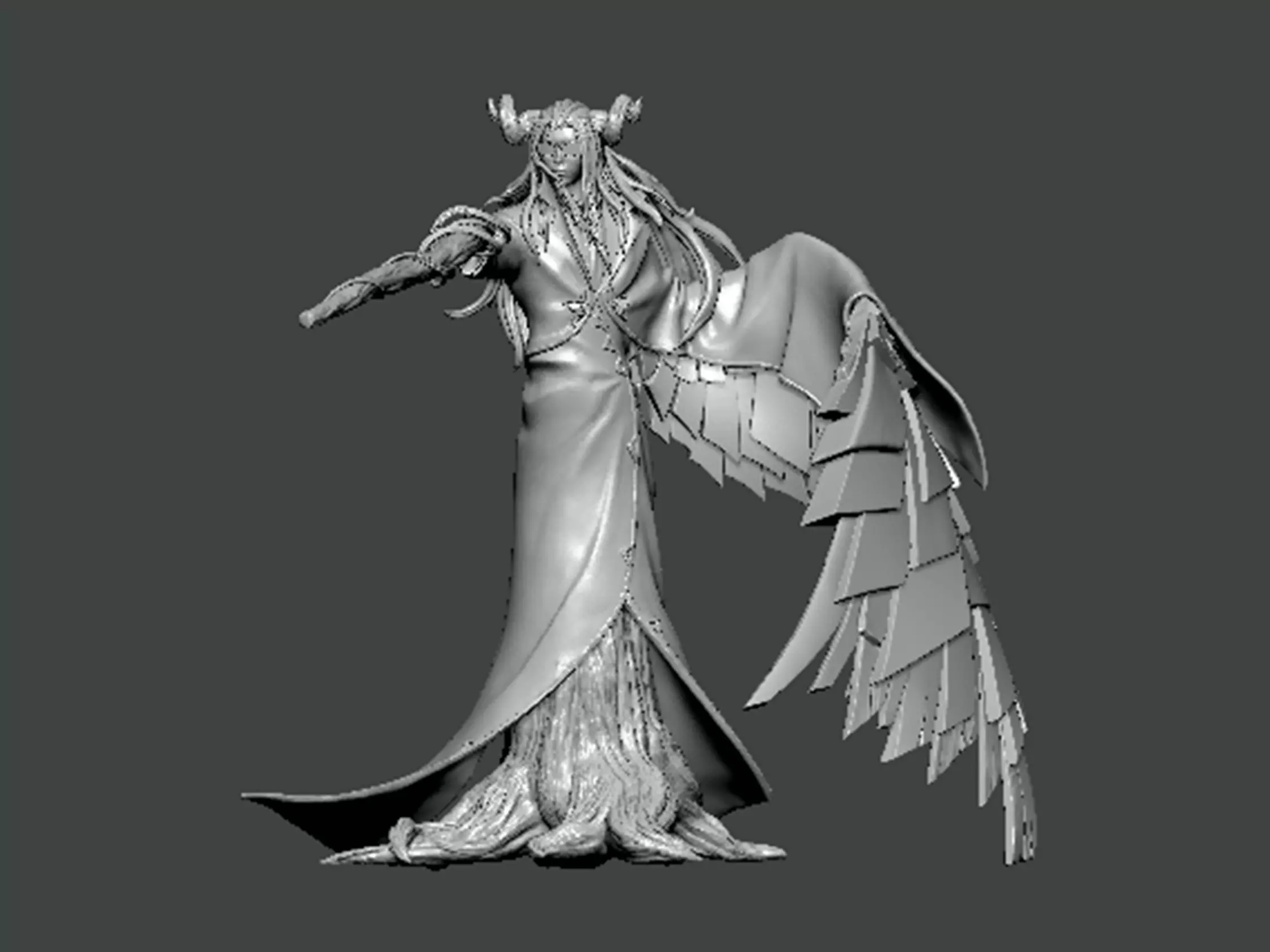 3D Model-CHARACTER0003 statue with wings 3D print model_0