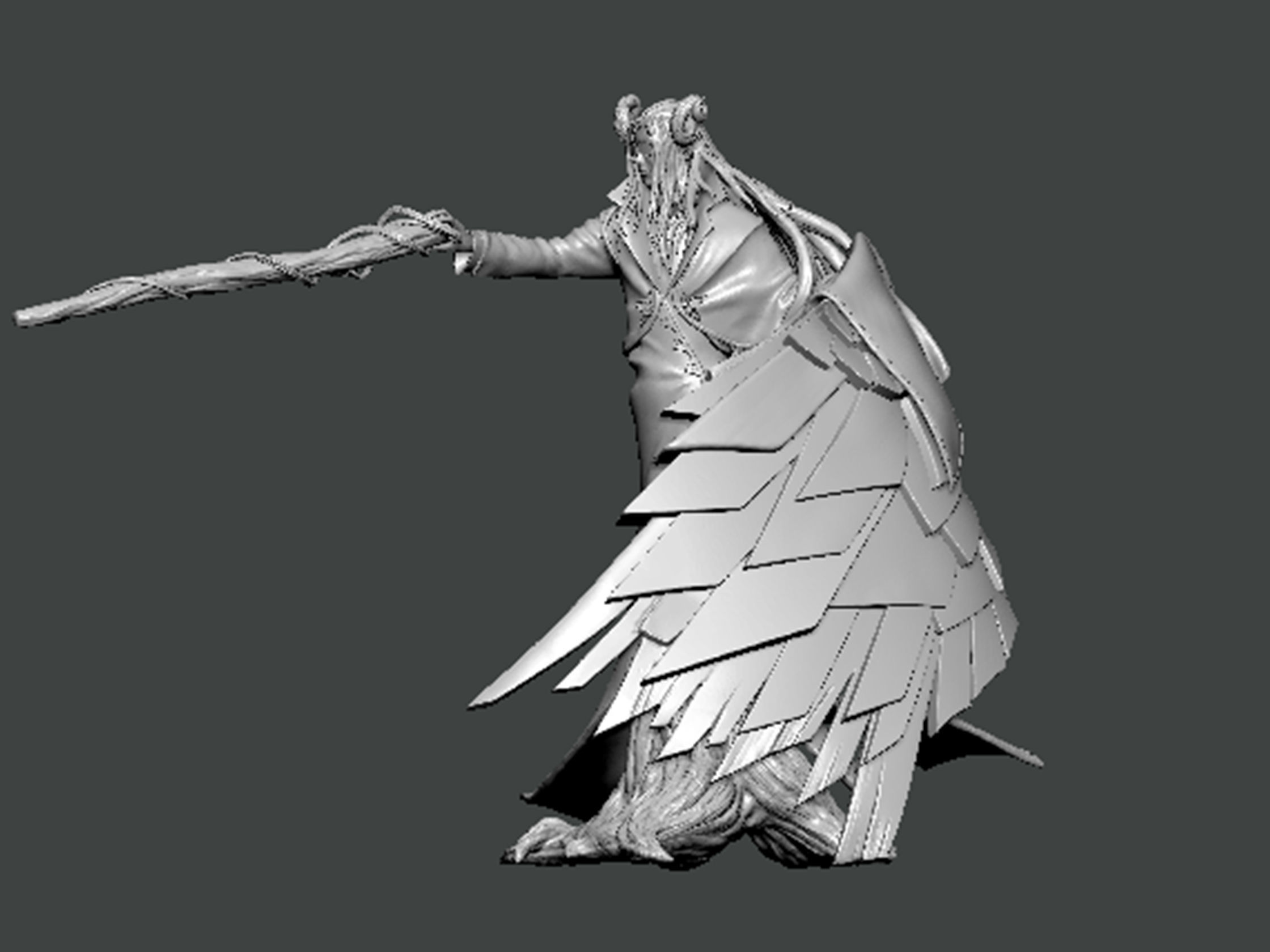 3D Model-CHARACTER0003 statue with wings 3D print model_1