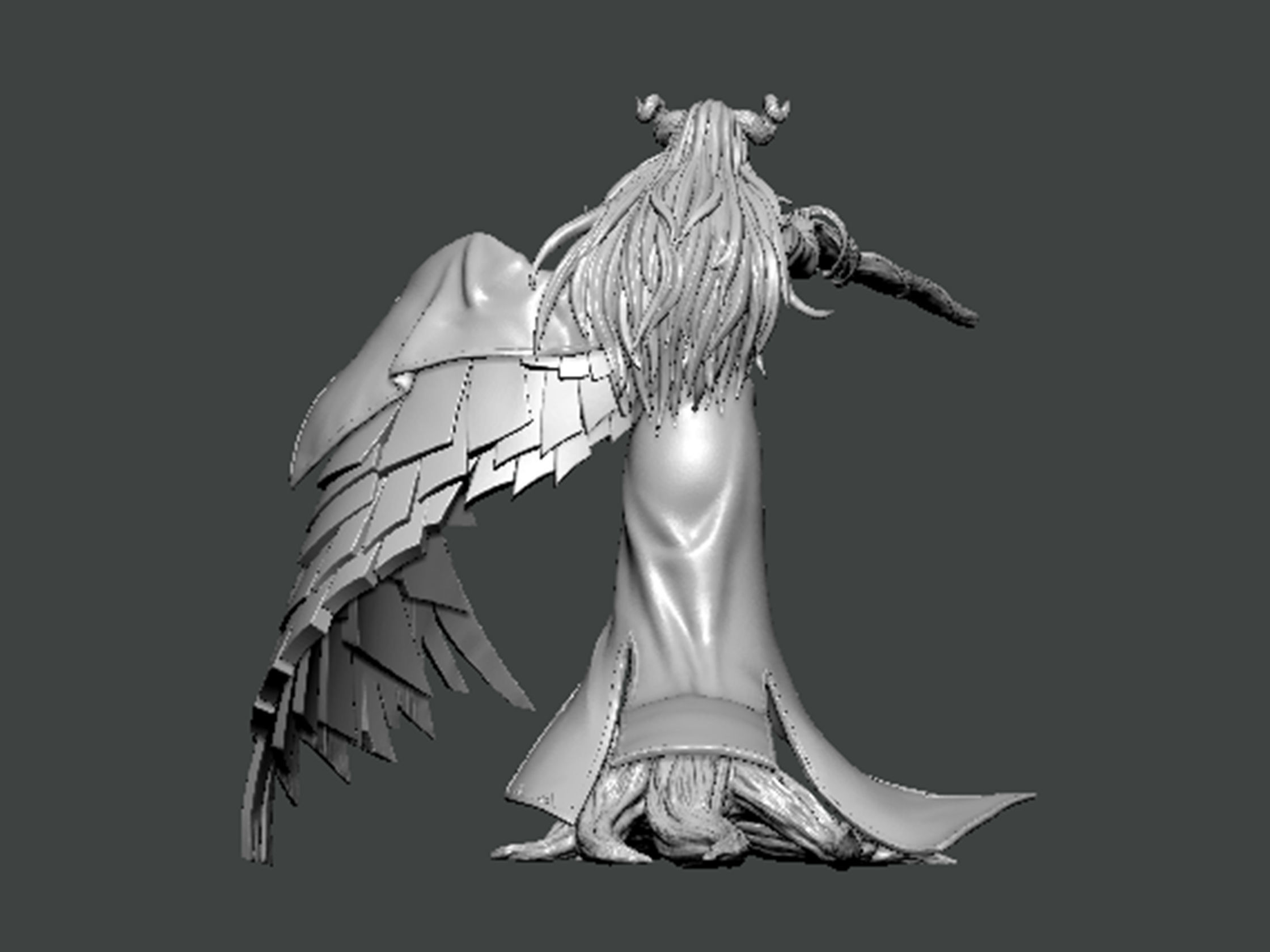 3D Model-CHARACTER0003 statue with wings 3D print model_3