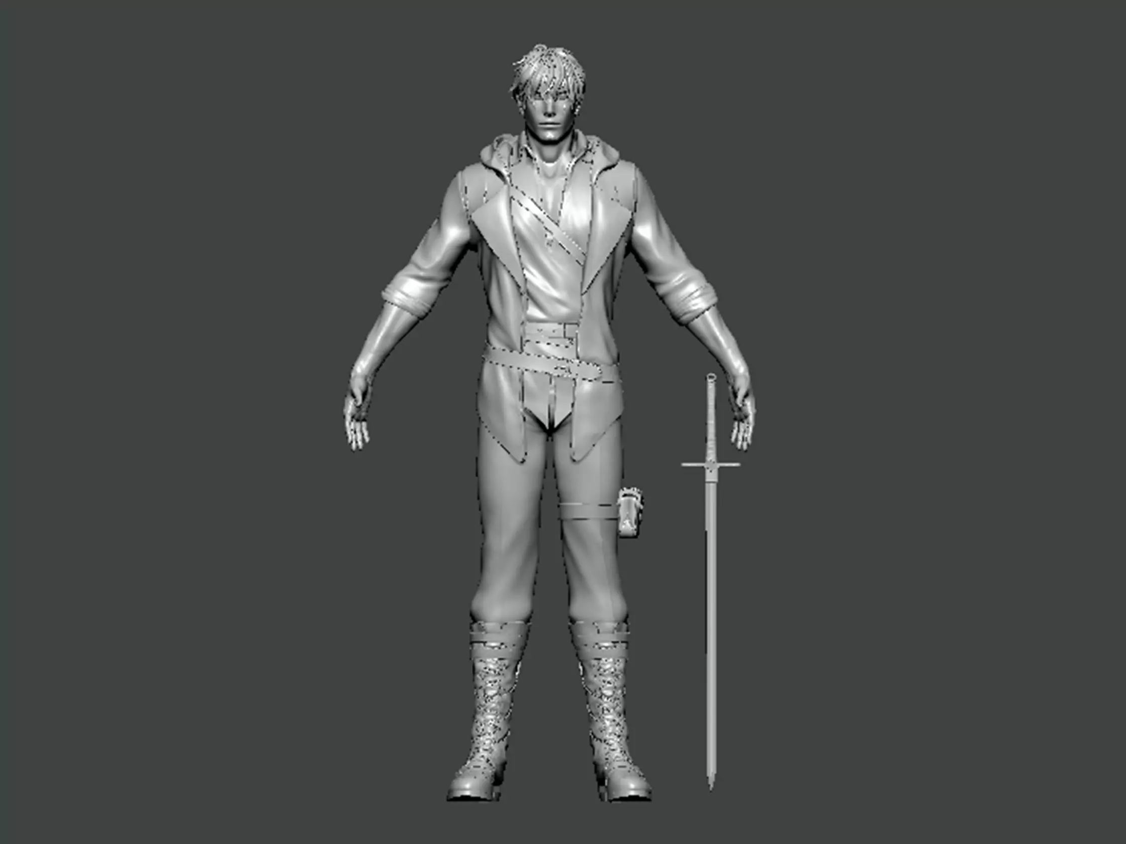 3D Model-CHARACTER0006 man holding sword 3D print model_0