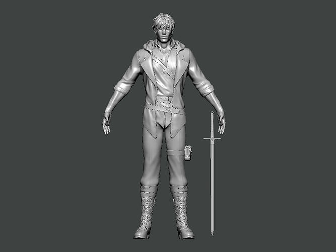 3D Model-CHARACTER0006 man holding sword 3D print model