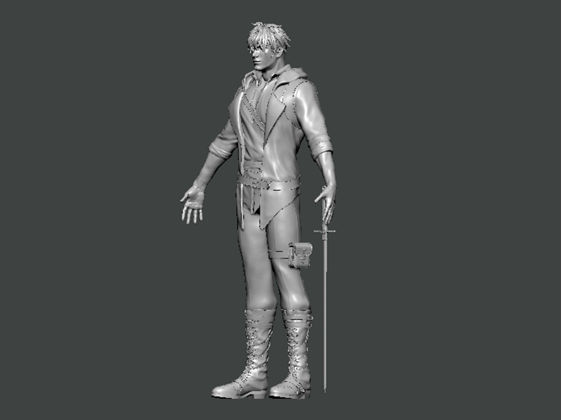 3D Model-CHARACTER0006 man holding sword 3D print model_1