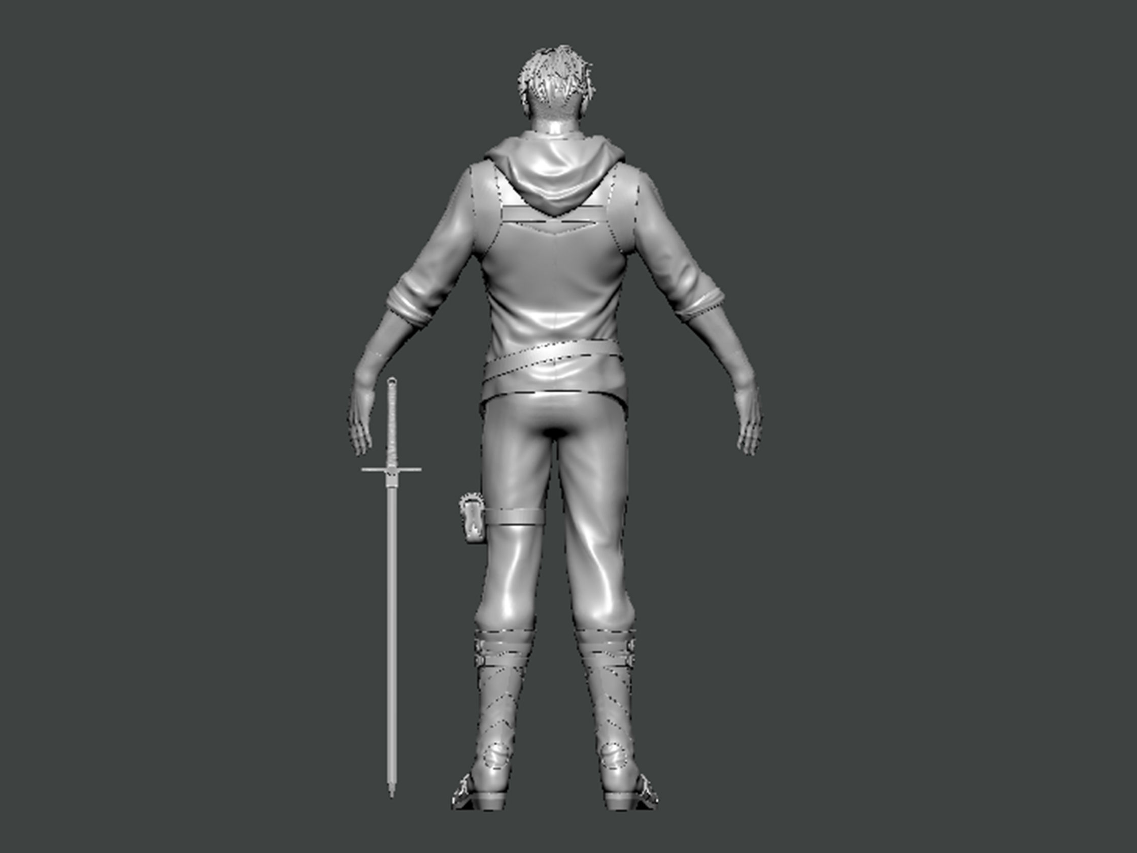 3D Model-CHARACTER0006 man holding sword 3D print model_3