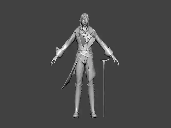 3D Model-CHARACTER0009 woman with cane