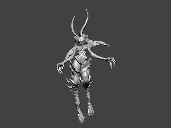 3D Model-CHARACTER0015 female creature with long horns